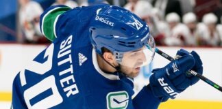 Brandon Sutter with the Vancouver Canucks in 2021