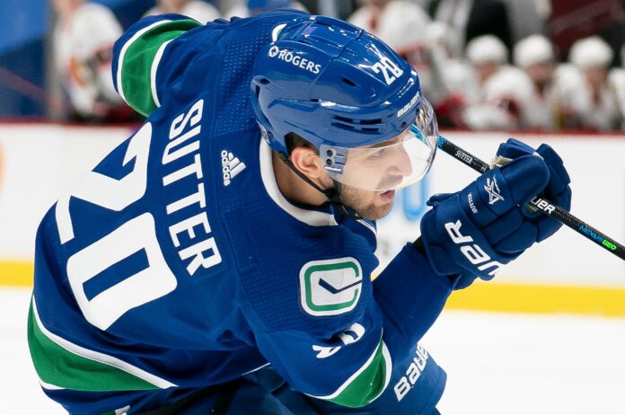Brandon Sutter with the Vancouver Canucks in 2021