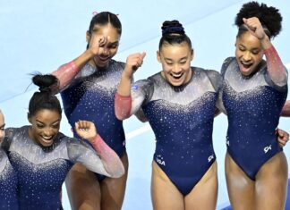 Team USA at the Artistic Gymnastics World Championships in October 2023