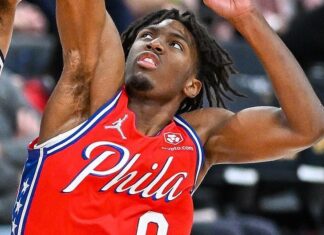 Tyrese Maxey with the Philadelphia 76ers in 2021