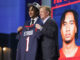 C.J. Stroud with NFL Commissioner Roger Goodell after being picked 3rd during the NFL Draft at Union Station in Kansas City, Missouri in April 2023