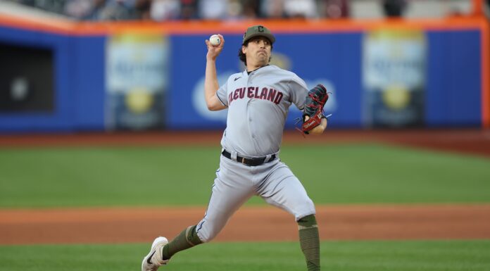 Cal Quantrill with the Cleveland Guardians in May 2023
