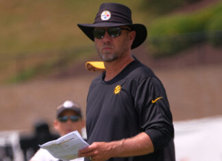 Matt Canada during the Pittsburgh Steelers training camp in July 2023