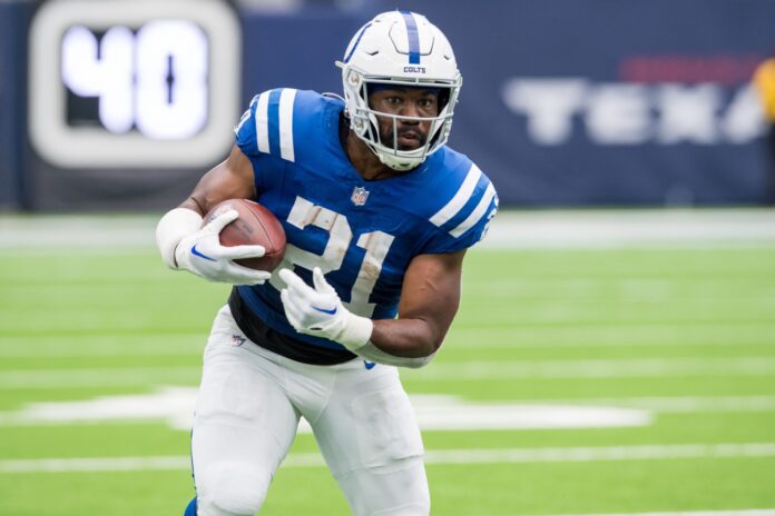 Indianapolis Colts running back Zack Moss in September 2023