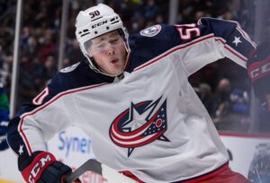 Eric Robinson with the Columbus Blue Jackets in 2021