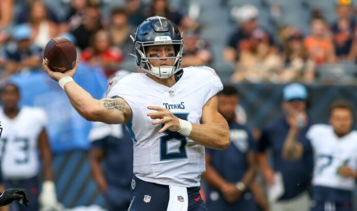 Tennessee Titans quarterback Will Levis in August 2023.