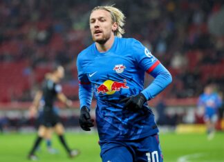 Emil Forsberg with RB Leipzig in November 2023