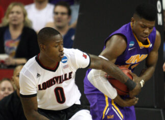 Louisville's Terry Rozier at NCAA Division I Men's Basketball Championship's in 2015