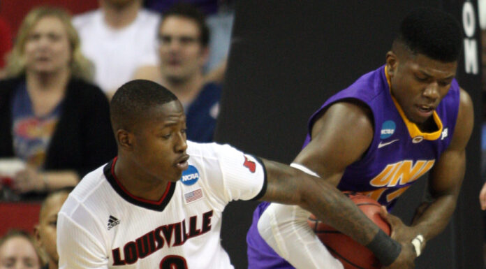 Louisville's Terry Rozier at NCAA Division I Men's Basketball Championship's in 2015