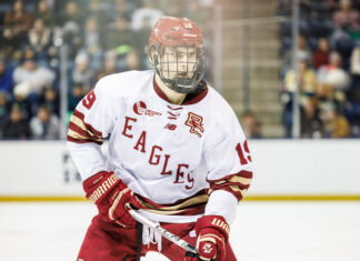 Cutter Gauthier with Boston College in November 2023
