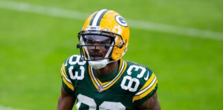 Marquez Valdes-Scantling with the Green Bay Packers in 2020
