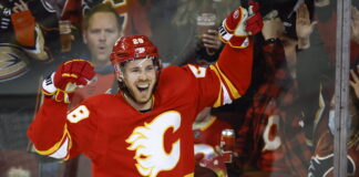 Calgary Flames' Elias Lindholm in February 2022