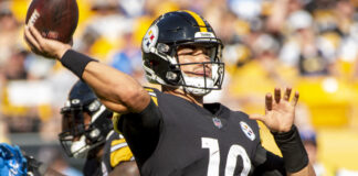Pittsburgh Steelers quarterback Mitch Trubisky in August 2022