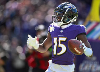 Baltimore Ravens wide receiver Nelson Agholor in October 2023