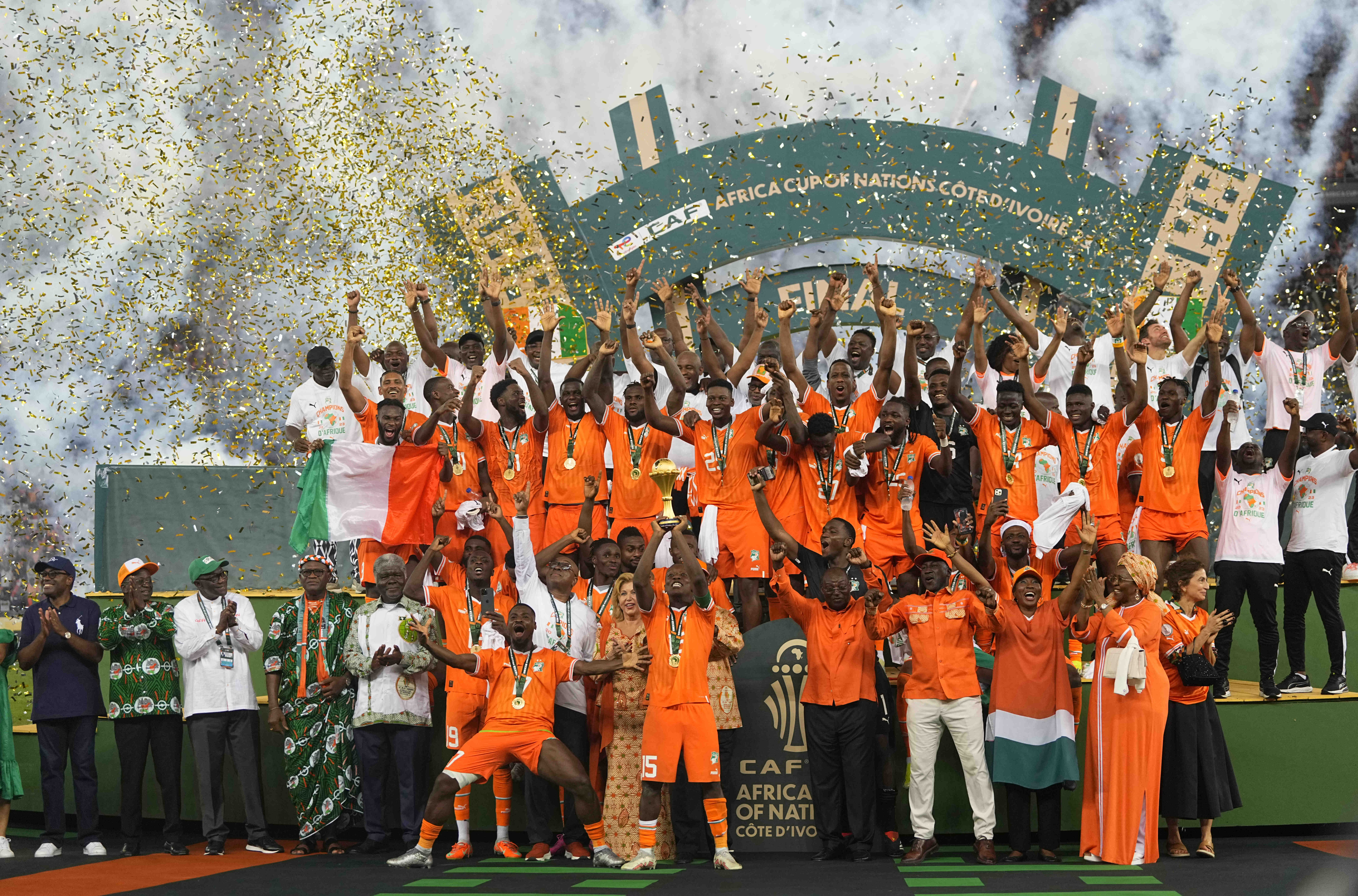 Ivory Coast winning the African Cup of Nations during a African Cup of Nations - Final game, Ivory Coast vs Nigeria in February 2024