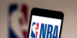NBA logo displayed on a smartphone