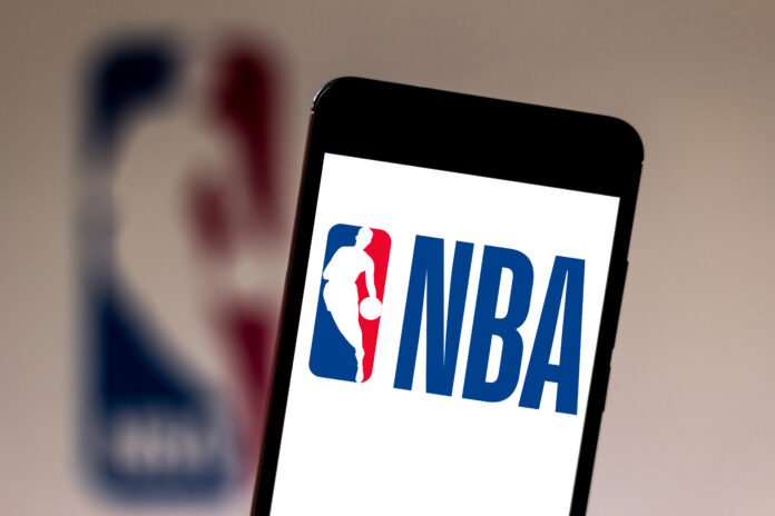 NBA logo displayed on a smartphone