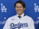 Yoshinobu Yamamoto with the Dodgers in December 2023