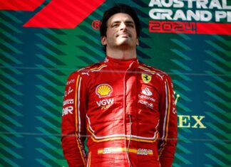 Carlos Sainz of Spain after winning the 2024 Australian Grand Prix