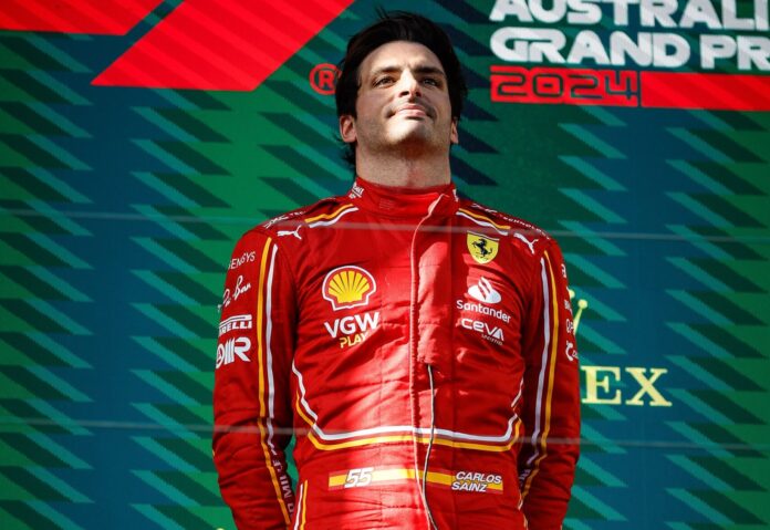Carlos Sainz of Spain after winning the 2024 Australian Grand Prix