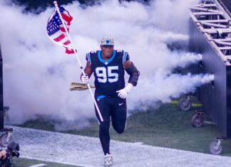 Carolina Panthers defensive tackle Derrick Brown in November 2023