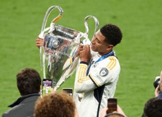 Jude Bellingham with Real Madrid after the UEFA Champions League, London, UK in June 2024