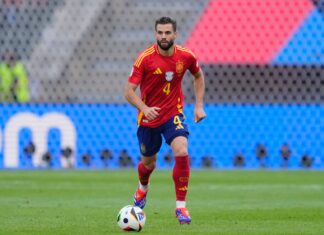 Nacho Fernandez, centre-back of Spain and Real Madrid, during the UEFA EURO 2024 group stage match between Spain and Croatia in June 2024