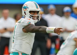 Miami Dolphins quarterback Tua Tagovailoa in 2023