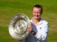 Barbora Krejcikova celebrates victory in the Ladies' Singles Final Wimbledon Tennis Championships in July 2024