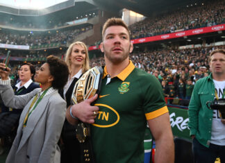 Dricus Du Plessis ahead of the rugby test between South Africa's Springboks and Ireland in July 2024