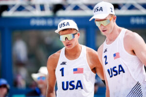 Miles Partain and Andrew Benesh of USA during the Paris 2024 Olympic Games in August 2024