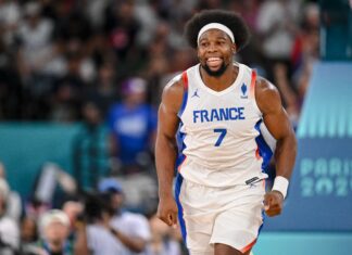 Guerschon Yabusele of France during the Men's Basketball semi-final match between France and Germany at the Olympic Games Paris 2024 in August 2024
