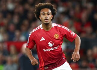 Joshua Zirkzee with Manchester United in August 2024