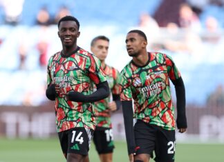 Eddie Nketiah with Arsenal on 24 August 2024
