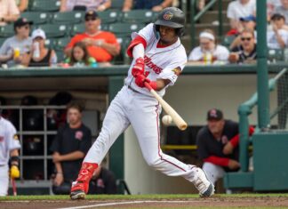 Darren Baker with the Rochester Red Wings in July 2024