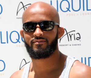 Demetrious Johnson at the UFC International Fight Week Pool Party in July 2015
