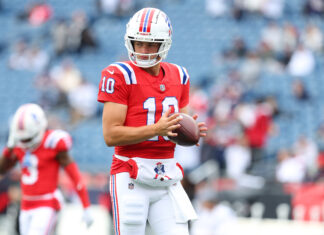 New England Patriots quarterback Drake Maye in October 2024