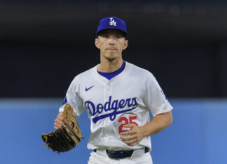 Tommy Edman with the Los Angeles Dodgers in August 2024