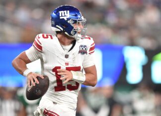 New York Giants quarterback Tommy Devito in August 2024